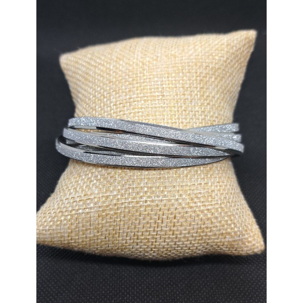 Silver Luster Dust Intertwined Bangle Bracelet